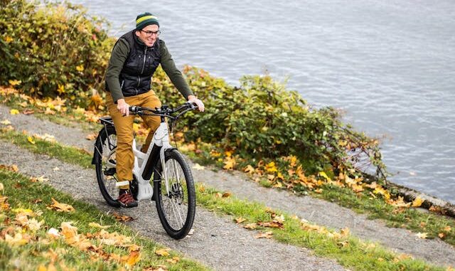 riding an electric bike